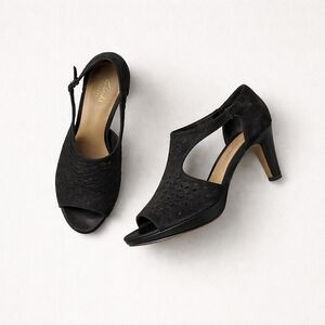 Clarks Black Peep-Toe Heels